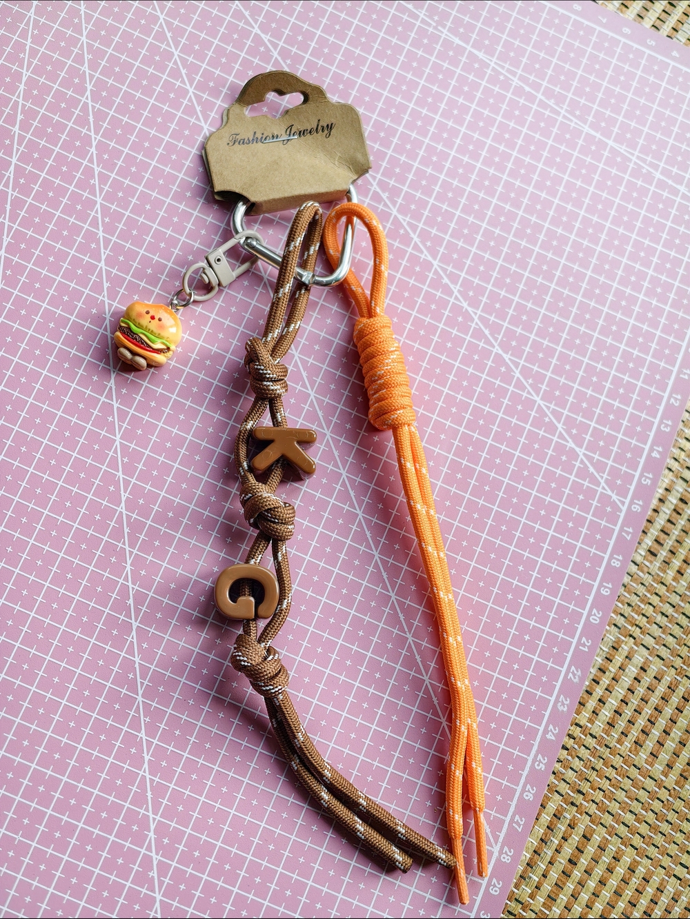 Bag Charm Keychain - Orange & Brown